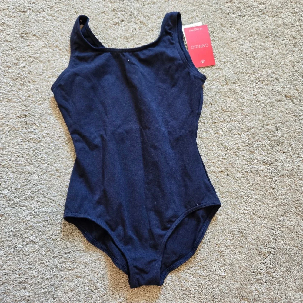 NWT Capezio Girls Navy Blue Tank Leotard CC201C Ballet Dance Gymnastics Large